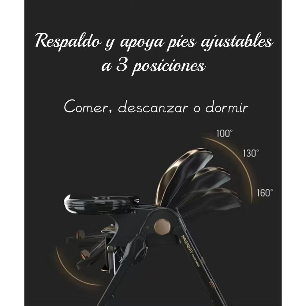 Silla De Comer Lujosa Reclinable Hagaday Negra Lubabycas image number 1.0