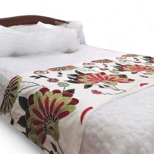  Piecera Pie De Cama Bordada 210cm X 70cm Para Cama De 2 Plazas O King - Pb3-5