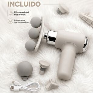 Pistola De Masaje Muscular Port&aacute;til Hf4380 + Cabezales Color Beige.