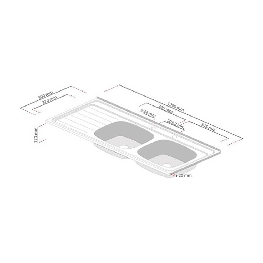 Lavaplatos Sobreponer 1200x500 Comb. Izquierdo Splendid image number 2.0