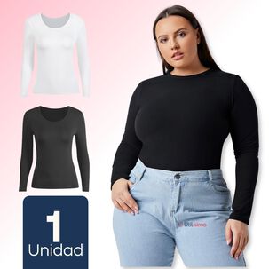 Camiseta Mujer Manga Larga Primera Capa Polar Blanco Y Negro