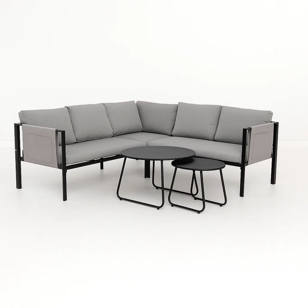 Juego De Terraza Soho 3 Sof&aacute;s Esquineros Grises Y 2 Mesas De Centro image number 0.0