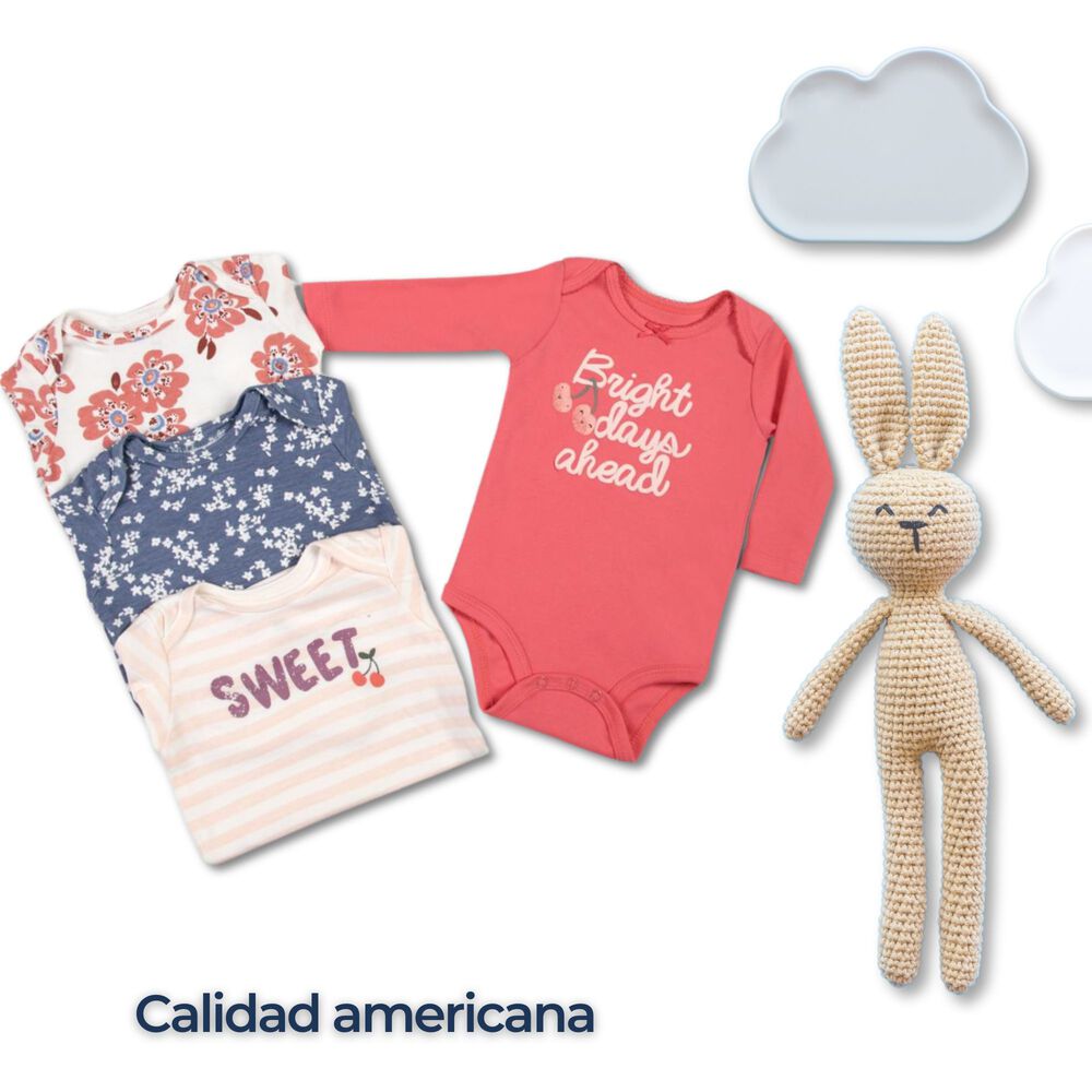 Pack 4 Bodys Niña Manga Larga Tedmimak 100% Algodón Floral Baby image number 5.0