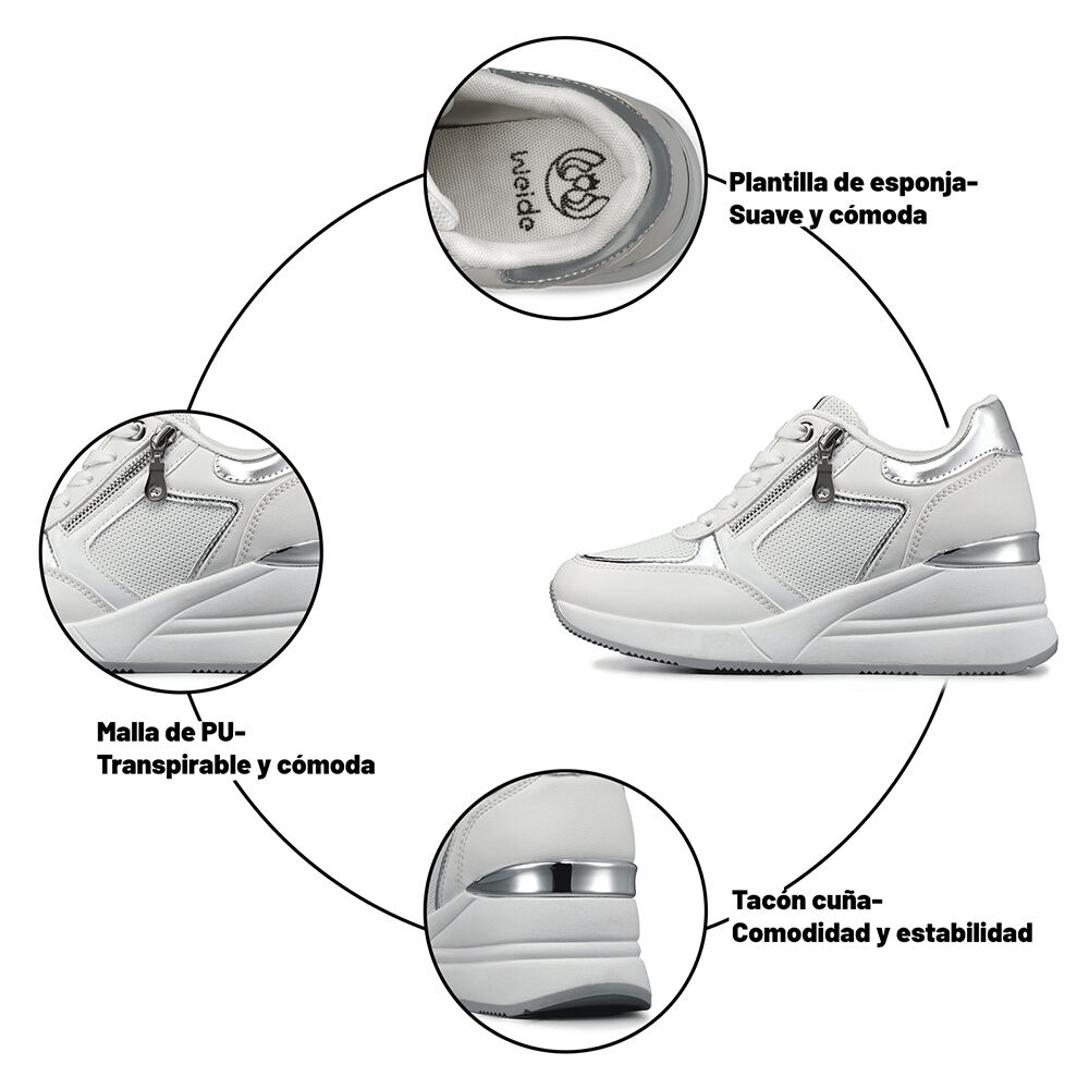 Zapatilla Deportiva Taco Cu&ntilde;a Malla Mujer Weide Jll60 image number 8.0