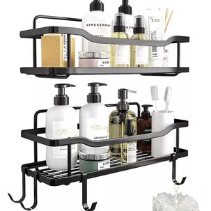 Organizador De Ducha Adhesivo Set 2 Inoxidable Negro