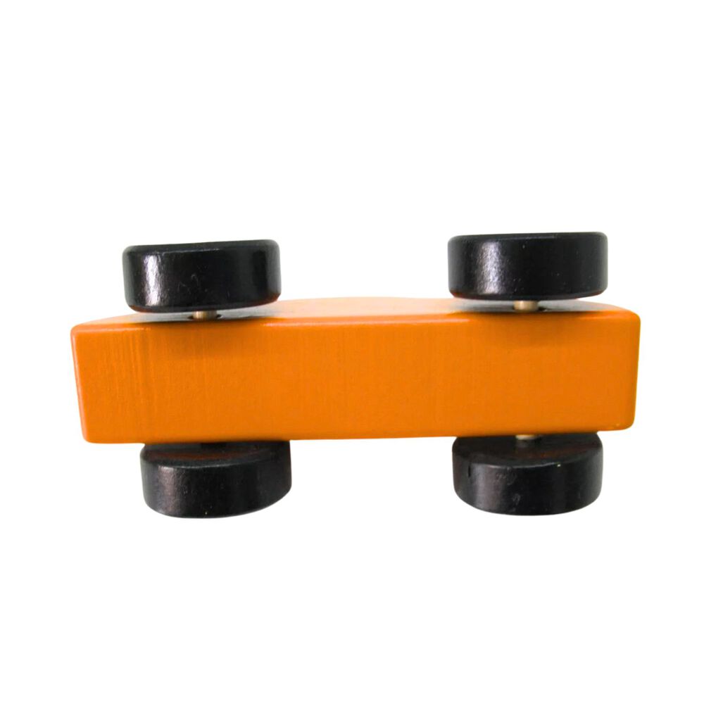 Auto De Carrera Piloto Con Numero Juguete Madera Naranja image number 1.0