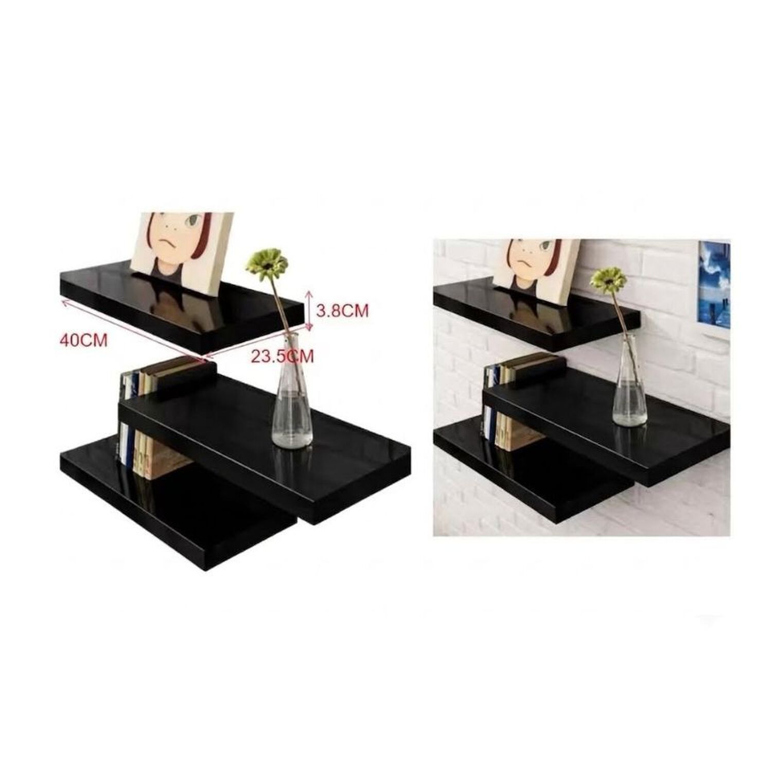 Repisa Flotante Negra Minimalista Estante Organizador Pared 40cm image number 4.0