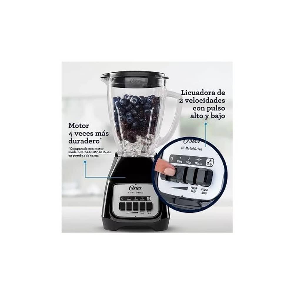 Licuadora Oster 2 Velocidades M&aacute;s Pulso Y Vaso De Vidrio Blstkagbpb image number 5.0