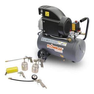 Combo Compresor De Aire 24litros 1.5hp M&aacute;s Kit Accesorios