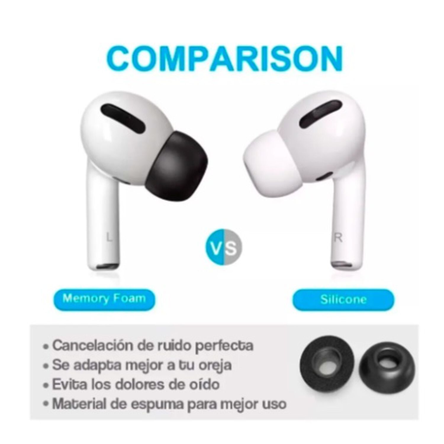 6 Pares Almohadillas Silicona Airpods Pro image number 4.0