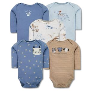 Pack 5 Bodys Ni&ntilde;o Manga Larga Tedmimak 100% Algod&oacute;n Dogs & Cats