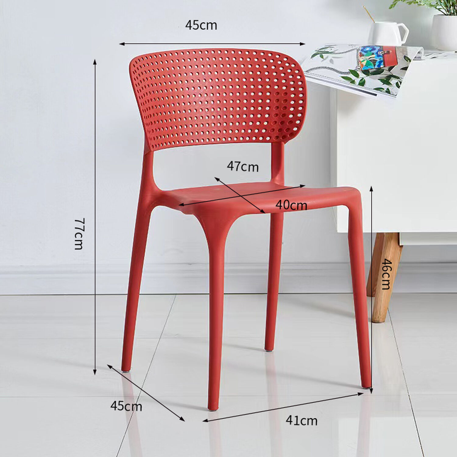 Pack 4 Silla Escritorio Apilable Rojas image number 1.0