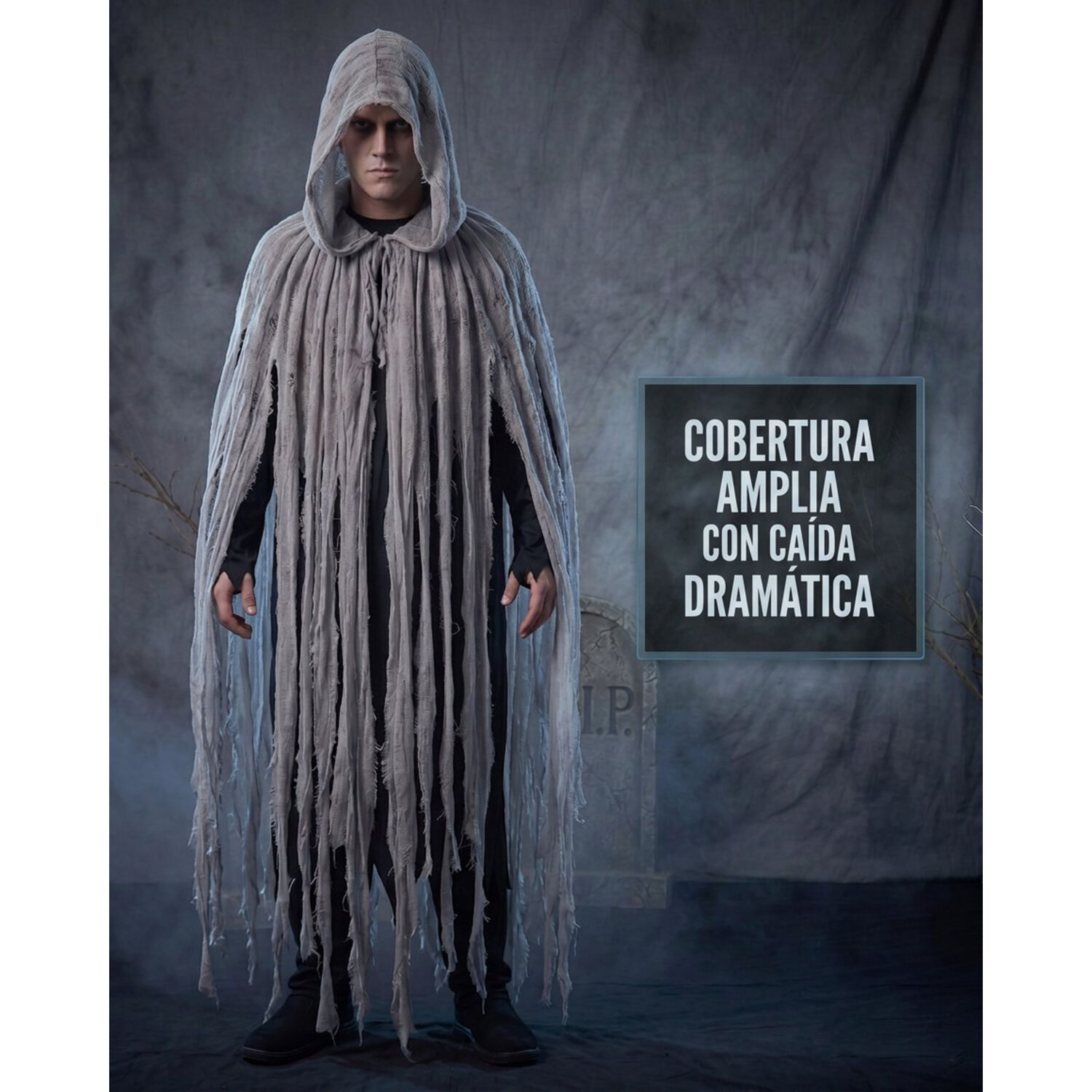 Disfraz Cosplay Capa De Terror Con Capucha Tunica Halloween Hollow Knight Anubis Momia image number 2.0