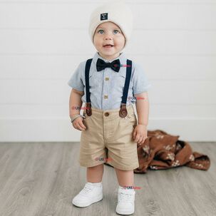 Conjunto De Vestir Con Tirantes Camisa Short Algodón Bebes