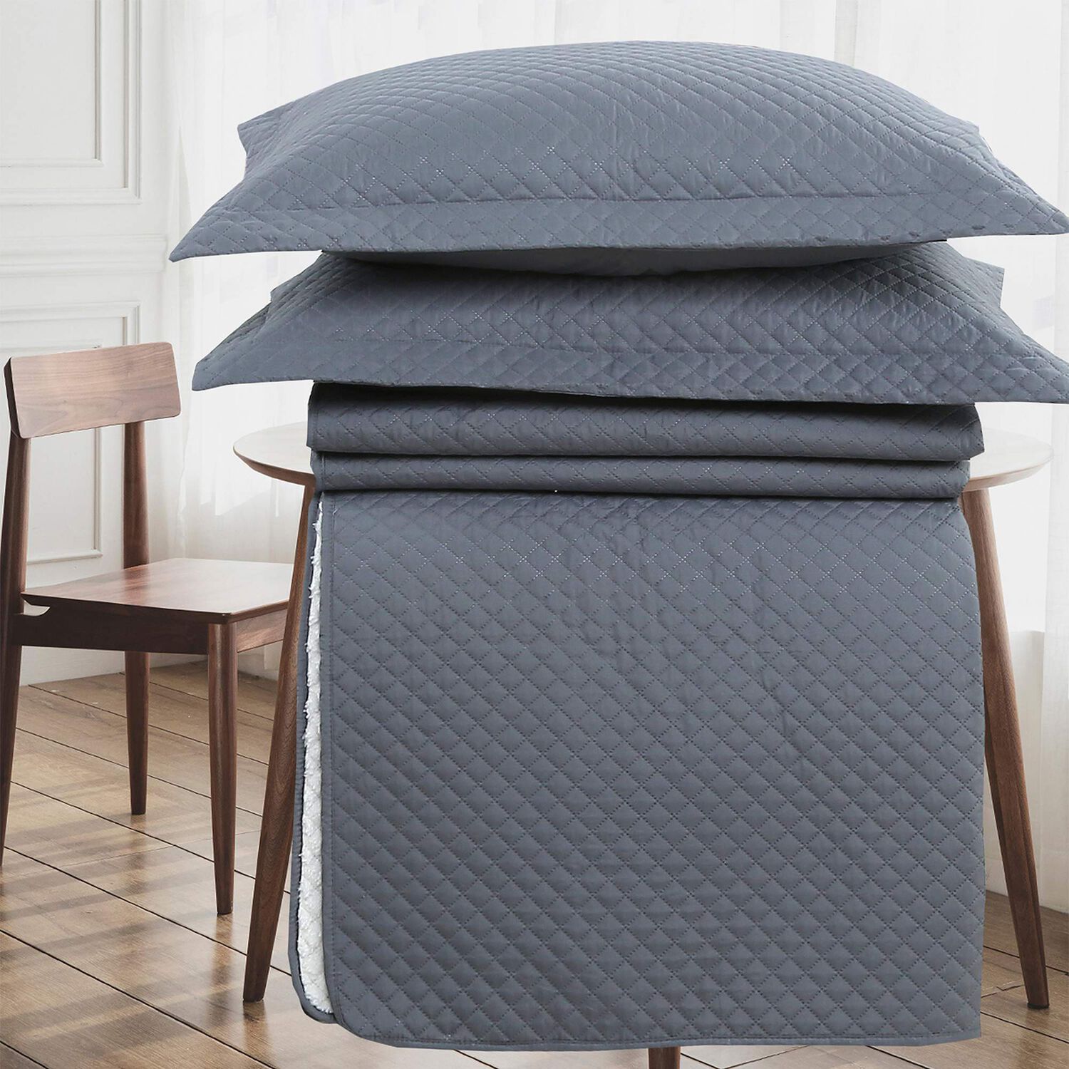 Quilt Andes Sherpa Liso Gris 1.5 Plaza image number 1.0