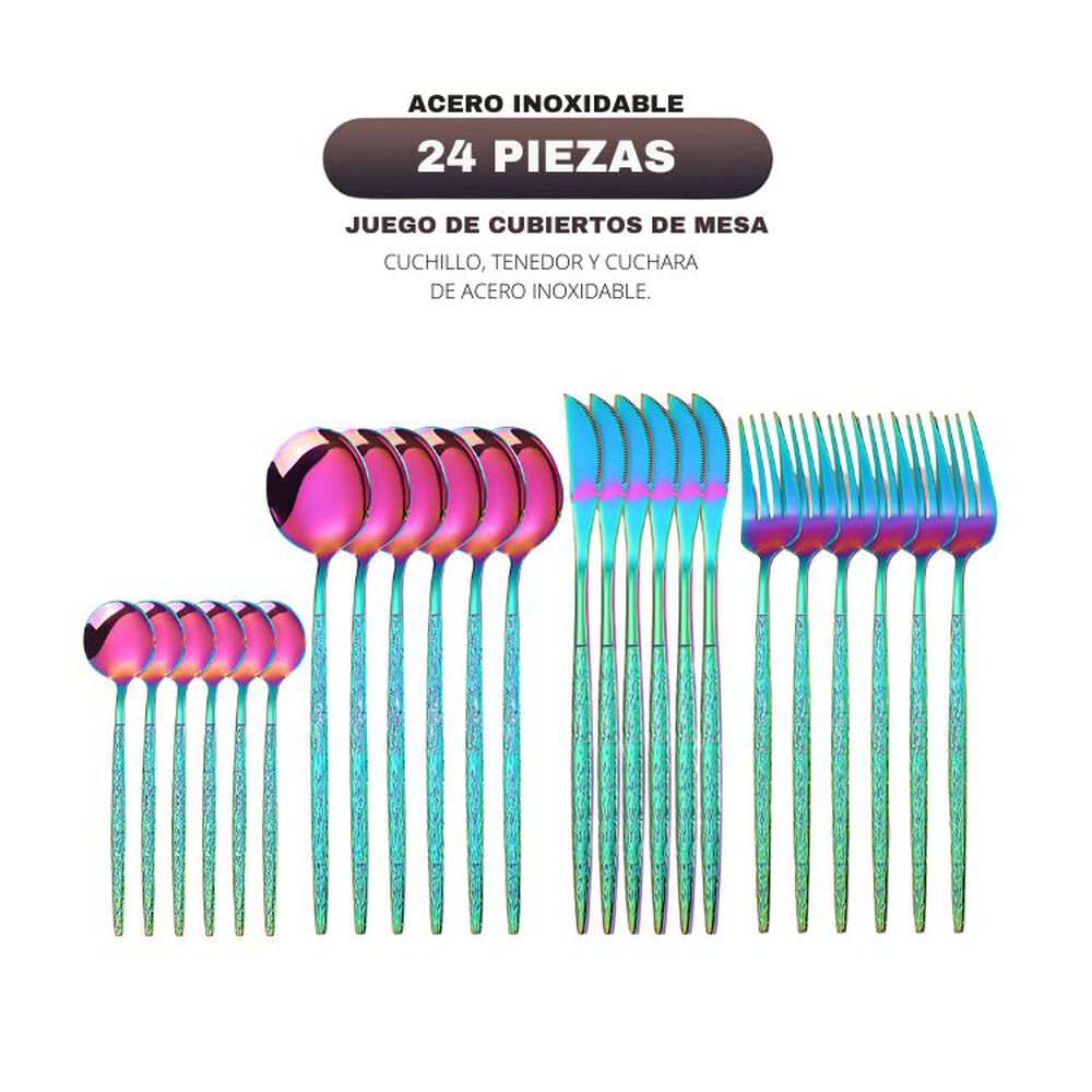 Set Cubiertos De Mesa Tornasol Acero Inoxidable 24 Piezas image number 4.0