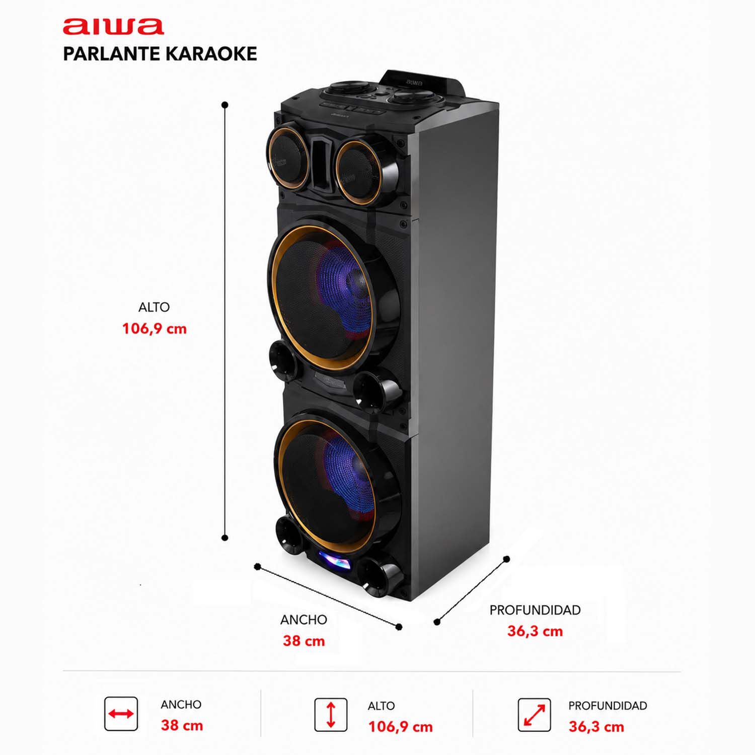 Parlante Torre Karaoke Bluetooth Aiwa Party Plus image number 1.0