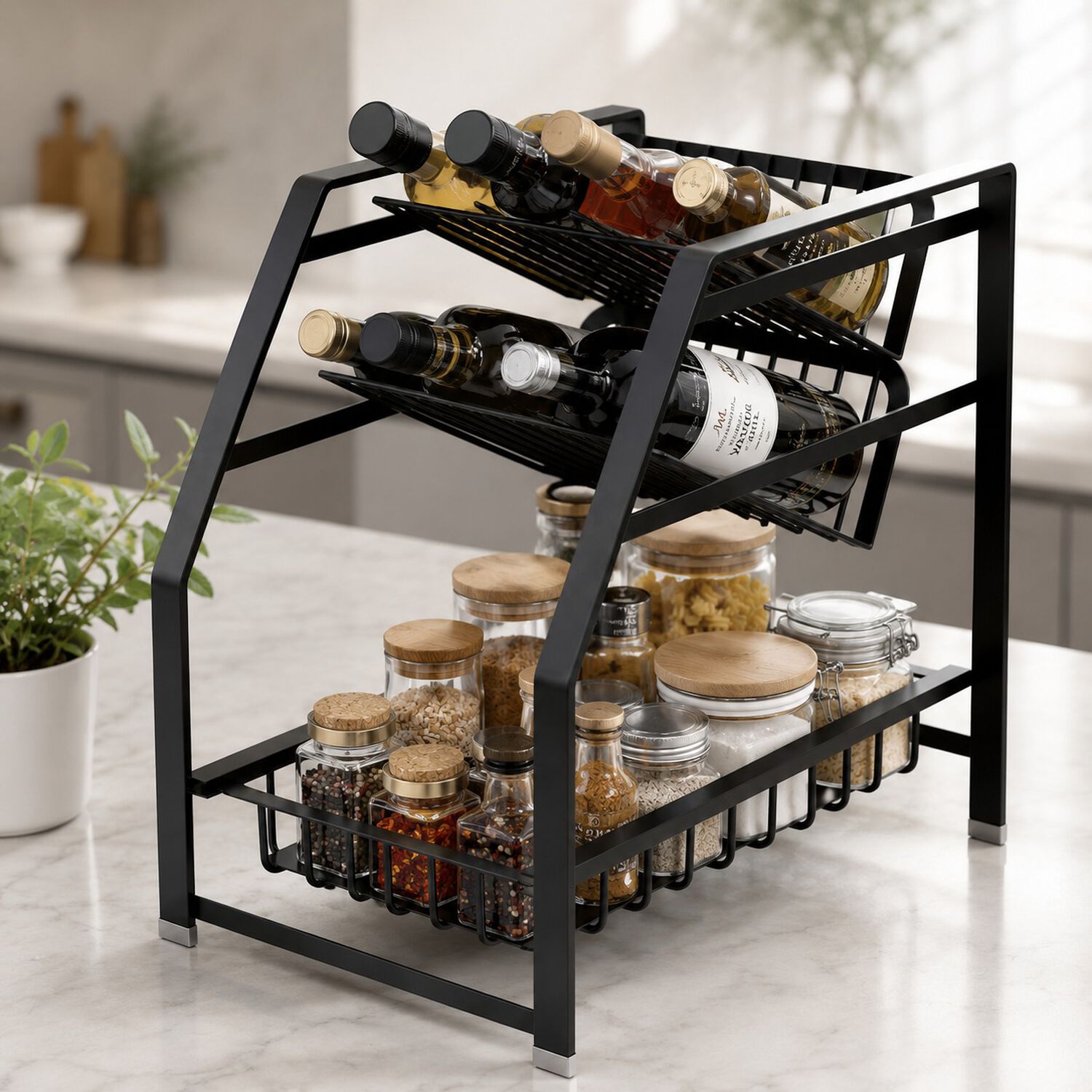 Organizador Rack Multiusos Especiero De Cocina Y Botellas Con 3 Niveles image number 4.0