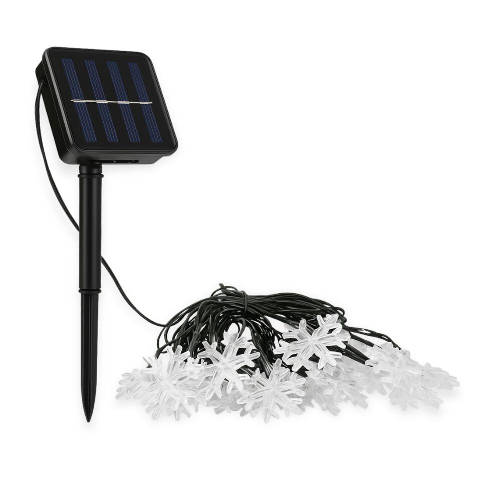 Luces Navidad Led Copo Nieve Solar 4m Calida Decoracion image number 0.0