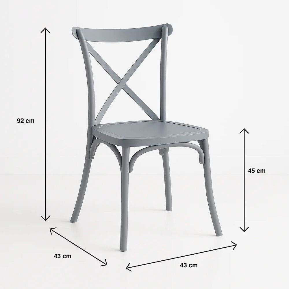 Pack 4 Sillas De Terraza O Comedor Crossback Danubio - Gris image number 3.0