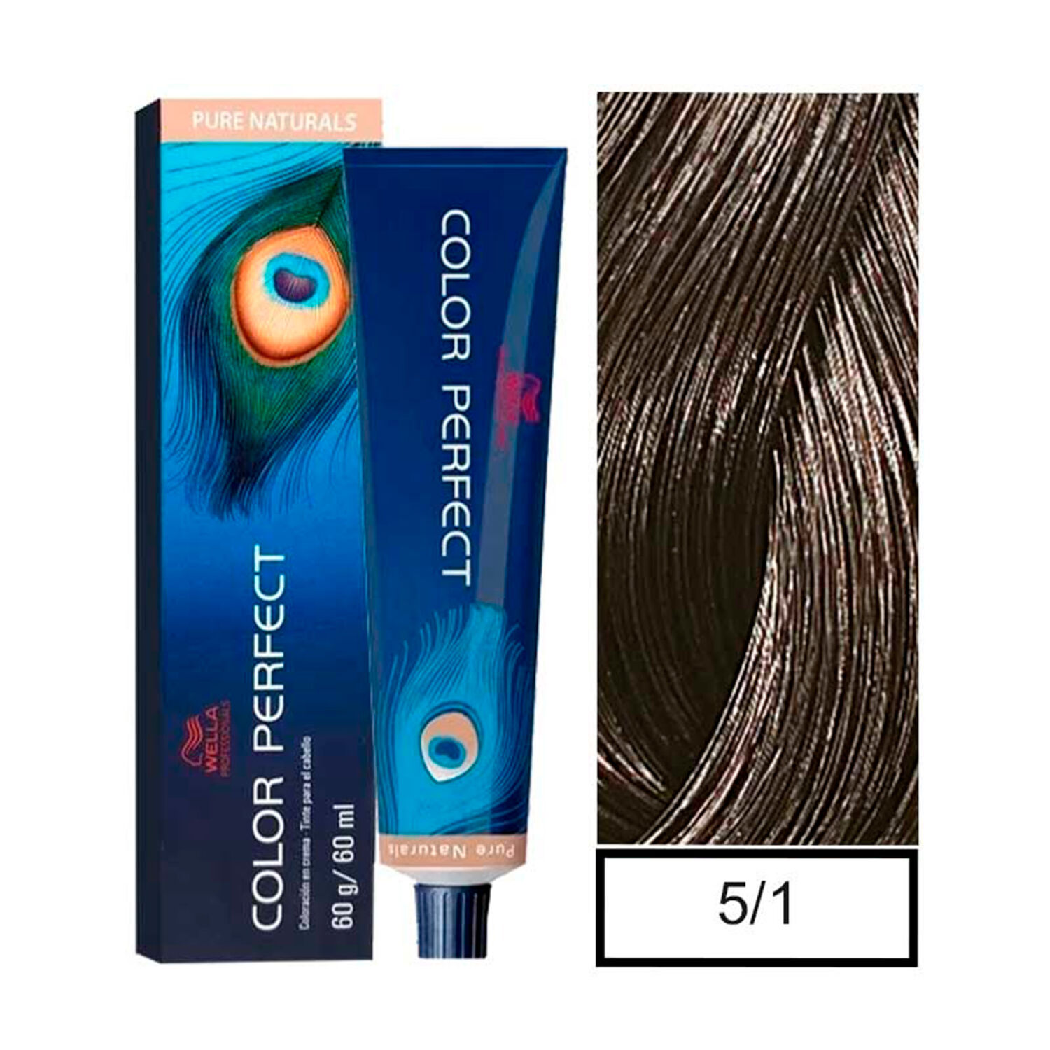 Wella - Tintura Permanente Color Perfect 5/1 Casta&ntilde;o Claro Ceniza 60gr + Oxidante 20vol 60ml image number 0.0