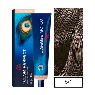 Wella - Tintura Permanente Color Perfect 5/1 Casta&ntilde;o Claro Ceniza 60gr + Oxidante 20vol 60ml