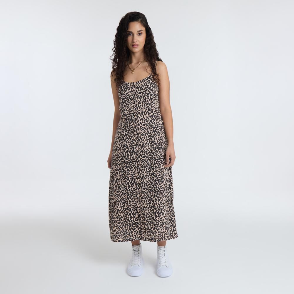 Vestido Largo Animal Print Sin Mangas Cuello V Mujer Freedom image number 0.0