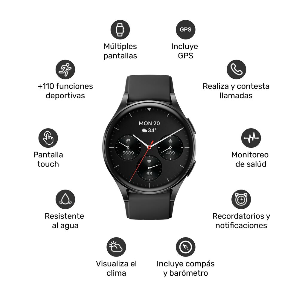 Pack Smartwatch Lhotse Vibe 05 Black + Parlante Negro image number 2.0