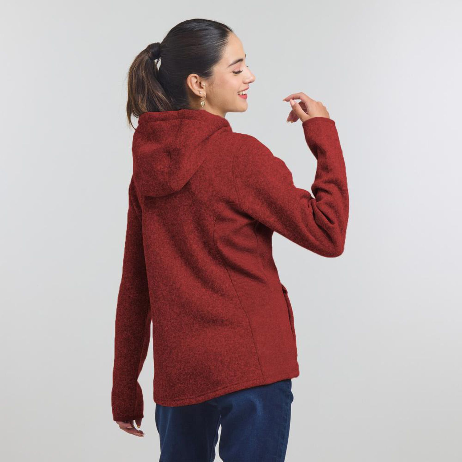 Poler&oacute;n Jaspeado Regular Cuello Alto Con Capucha Mujer Freedom image number 1.0