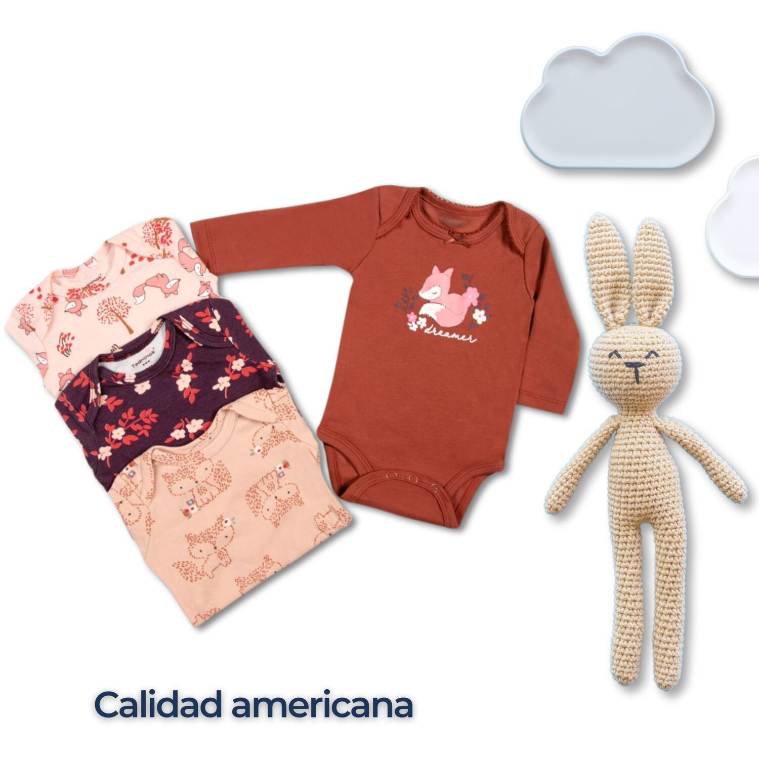 Pack 4 Bodys Ni&ntilde;a Manga Larga Tedmimak 100% Algod&oacute;n Delicate Floral image number 5.0