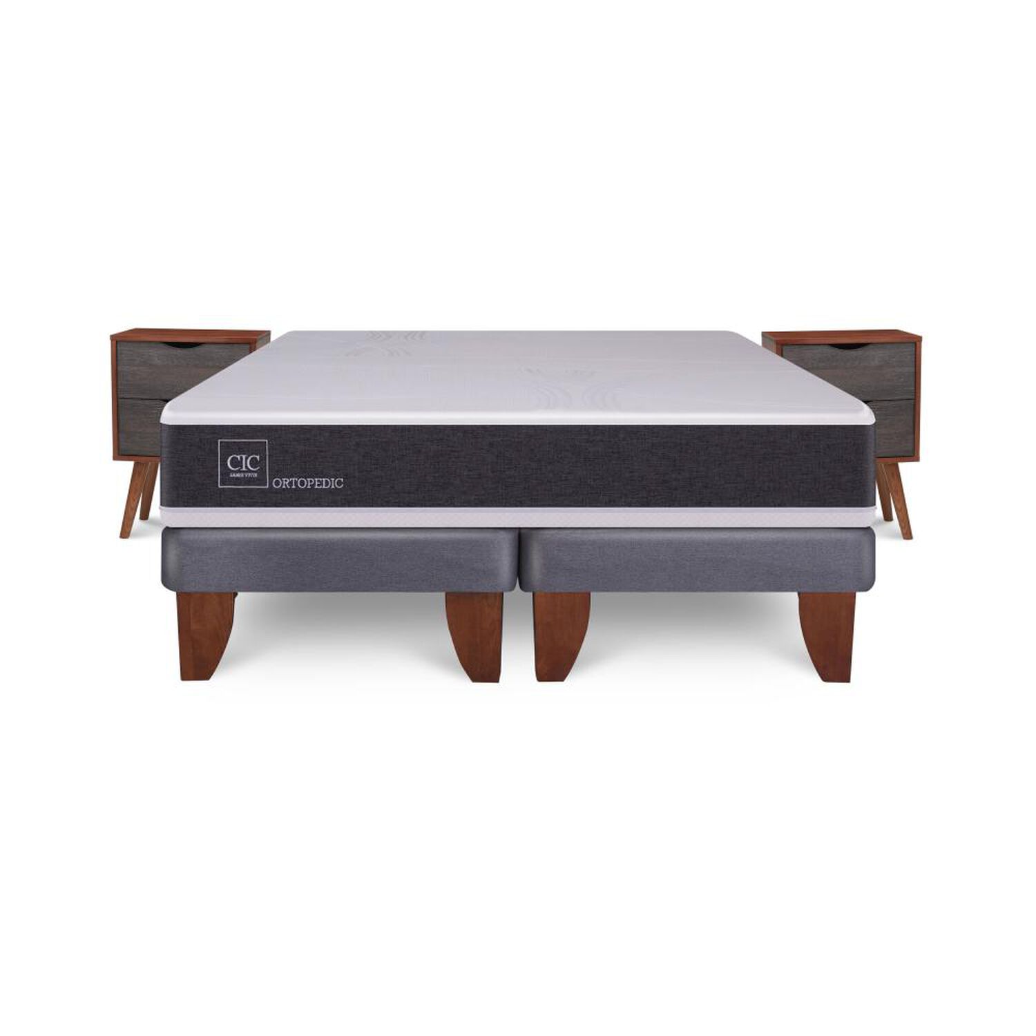 Cama Europea Cic New Ortopedic / 2 Plazas / Base Dividida + Velador image number 0.0