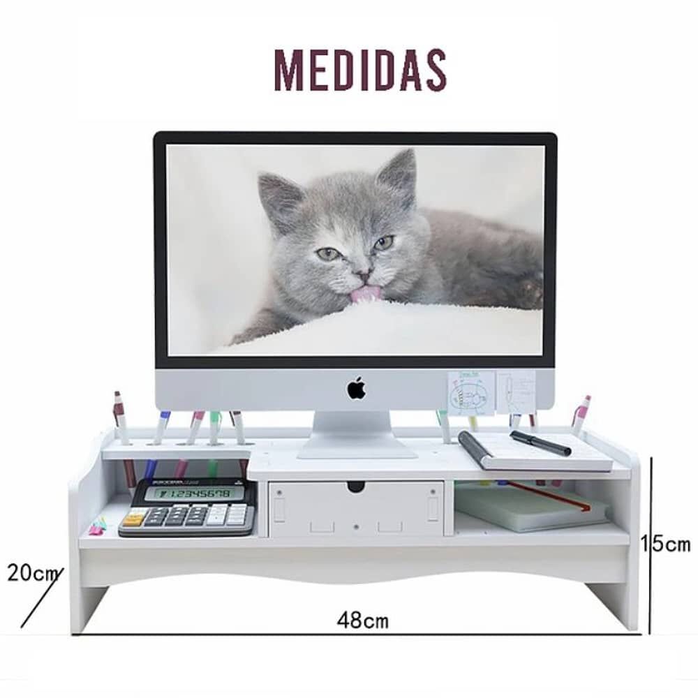 Soporte De Computadora 2 Niveles Con Caj&oacute;n Organizador image number 1.0