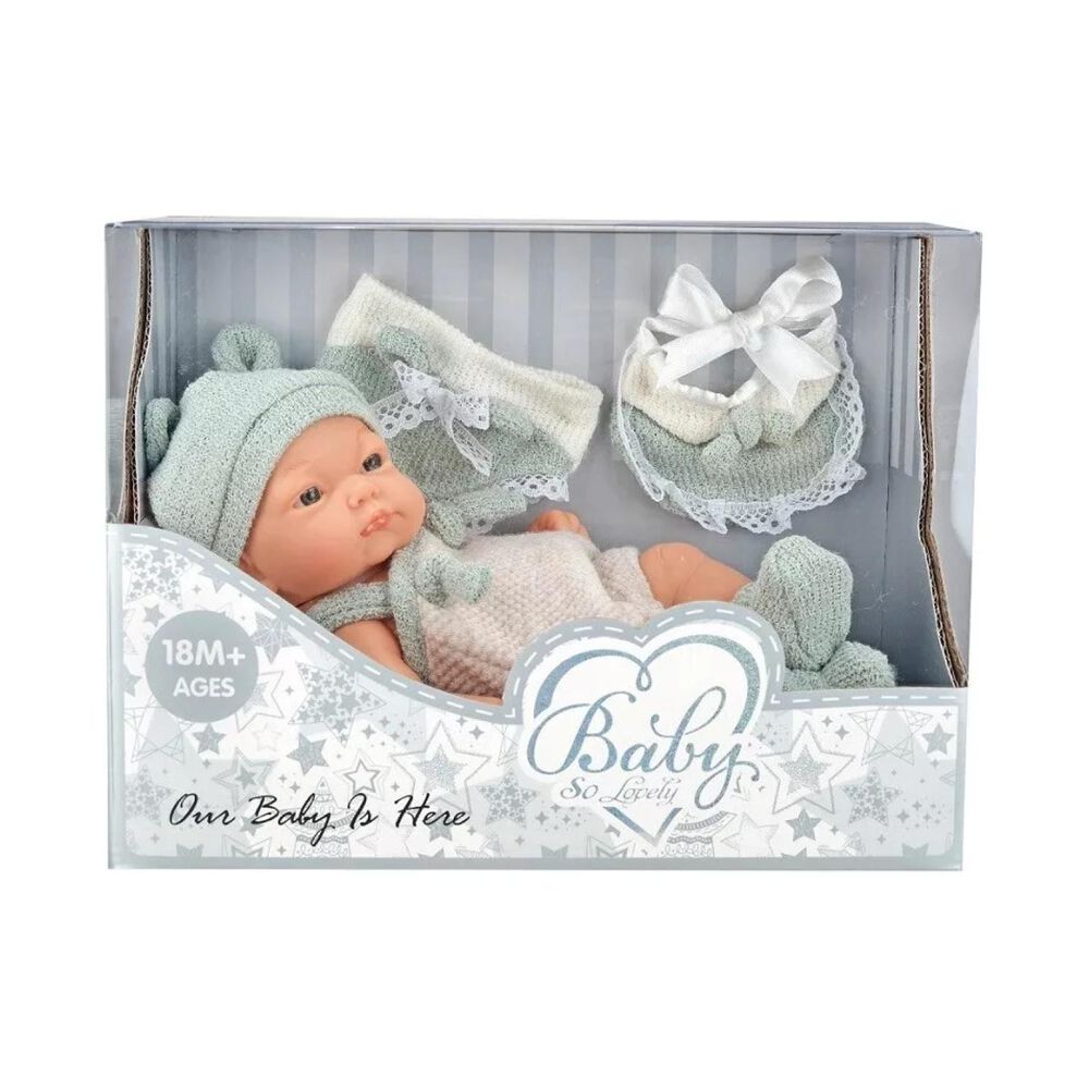 Juguete Mu&ntilde;eca Realista 30cm Silicona Vestido Azul Infantil image number 1.0