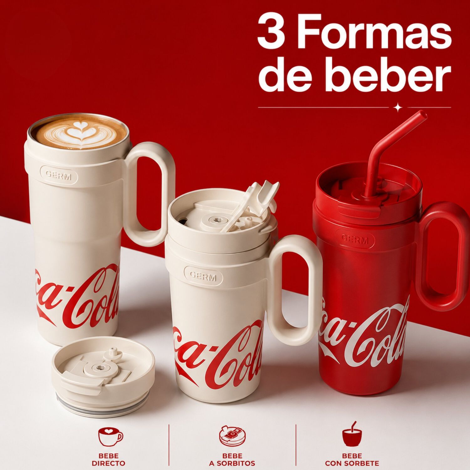 Vaso T&eacute;rmico Germ Coca-cola 1100ml Red Acero Inoxidable image number 7.0