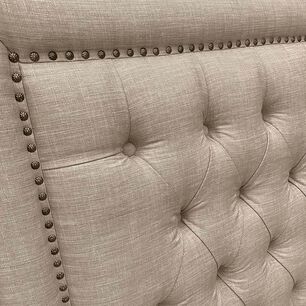 Respaldo De Cama Capiton&eacute; Frame Tachas Lino Beige 1 Plaza