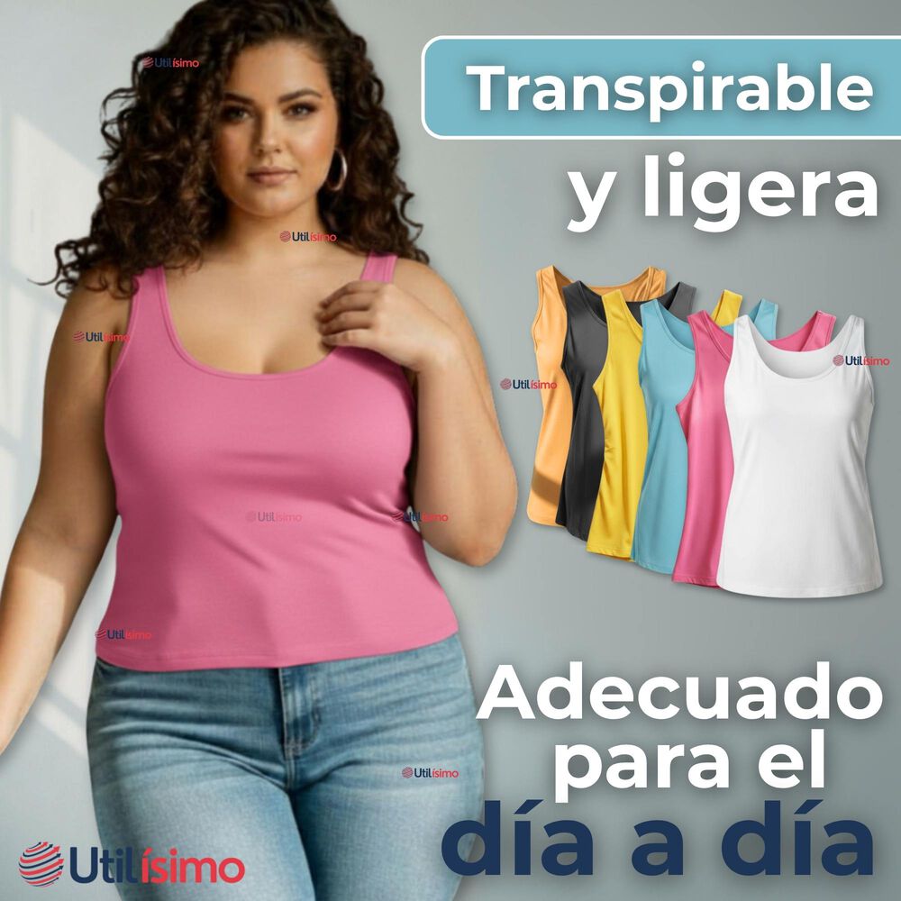 Polera Camiseta Sin Mangas Fibra De Bambú Básica Lisa Elástica Mujer Colores Surtidos image number 6.0