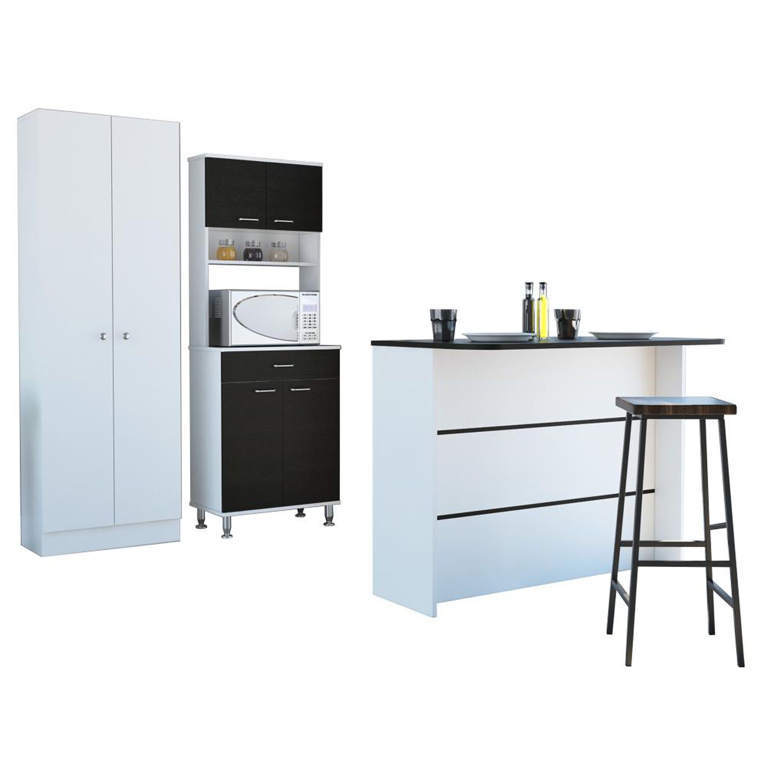 Mueble Cocina 60 + Barra De Cocina + Optimizador Kitchen - Wengue / Blanco Tuhome image number 0.0