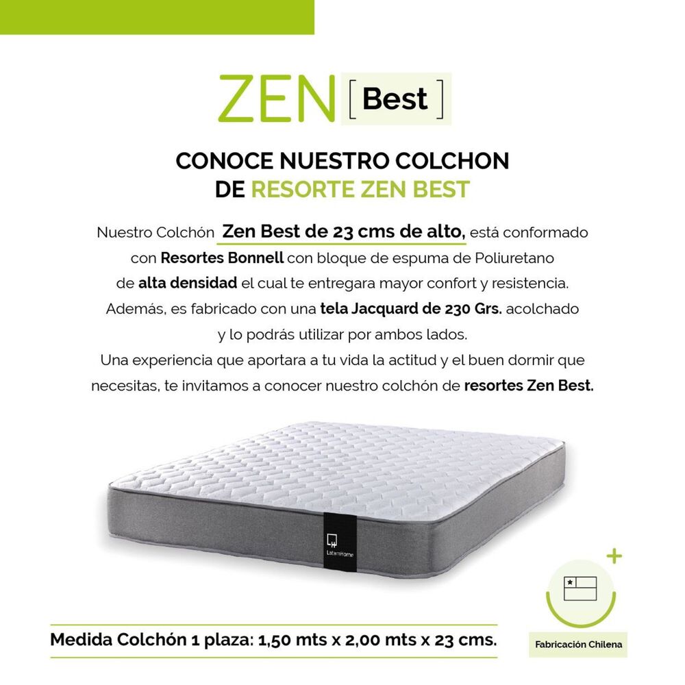 Cama Europea Zen Best Tela Velvet Azul 2 Plazas + Respaldo image number 2.0