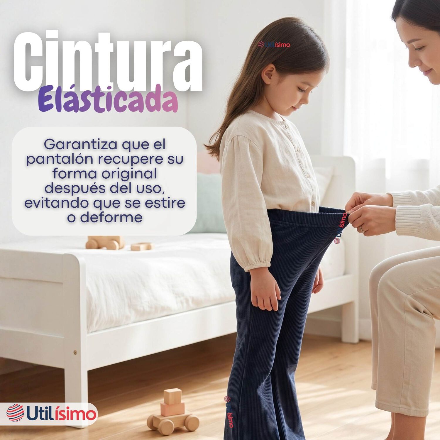Calza Pantal&oacute;n Palazzo Ni&ntilde;a Polar Con Chiporro Elasticada T&eacute;rmica Navy Blue image number 7.0