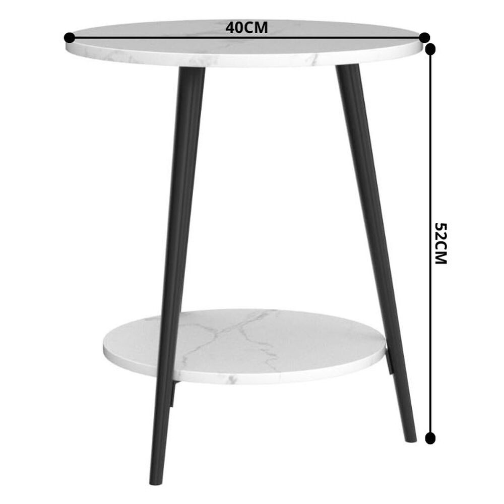Mesa De Centro Redonda 40*40*52cm Mármol Blanco Con Patas Negras image number 1.0
