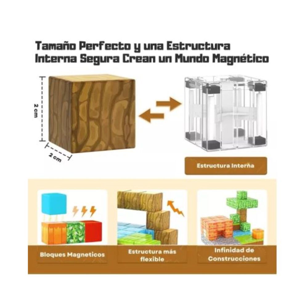 Bloques Magneticos Cubos Minecraft Construccion 28piezas image number 1.0