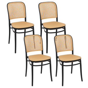 Pack 4 Sillas Terraza Pl&aacute;stica Cairo Negra/beige