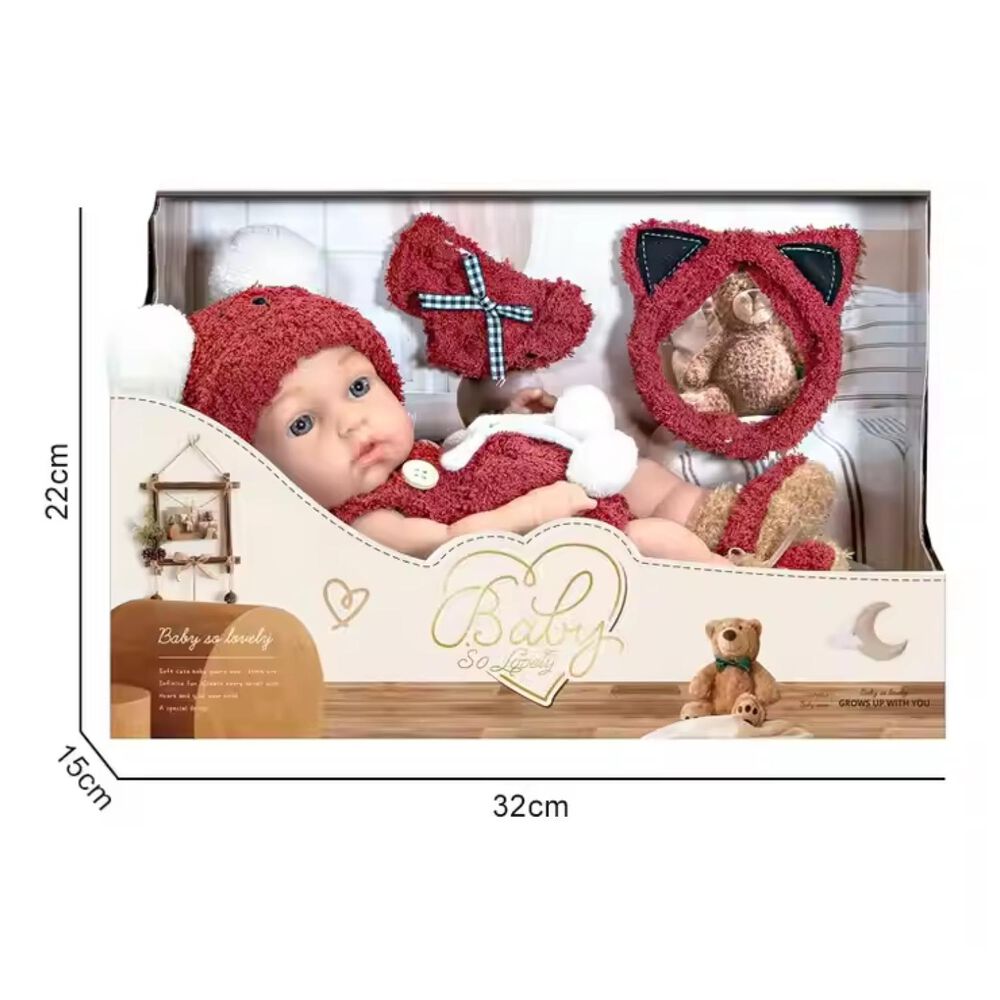 Juguete Muñeca Realista 29cm Silicona Vestido Rojo Infantil image number 1.0