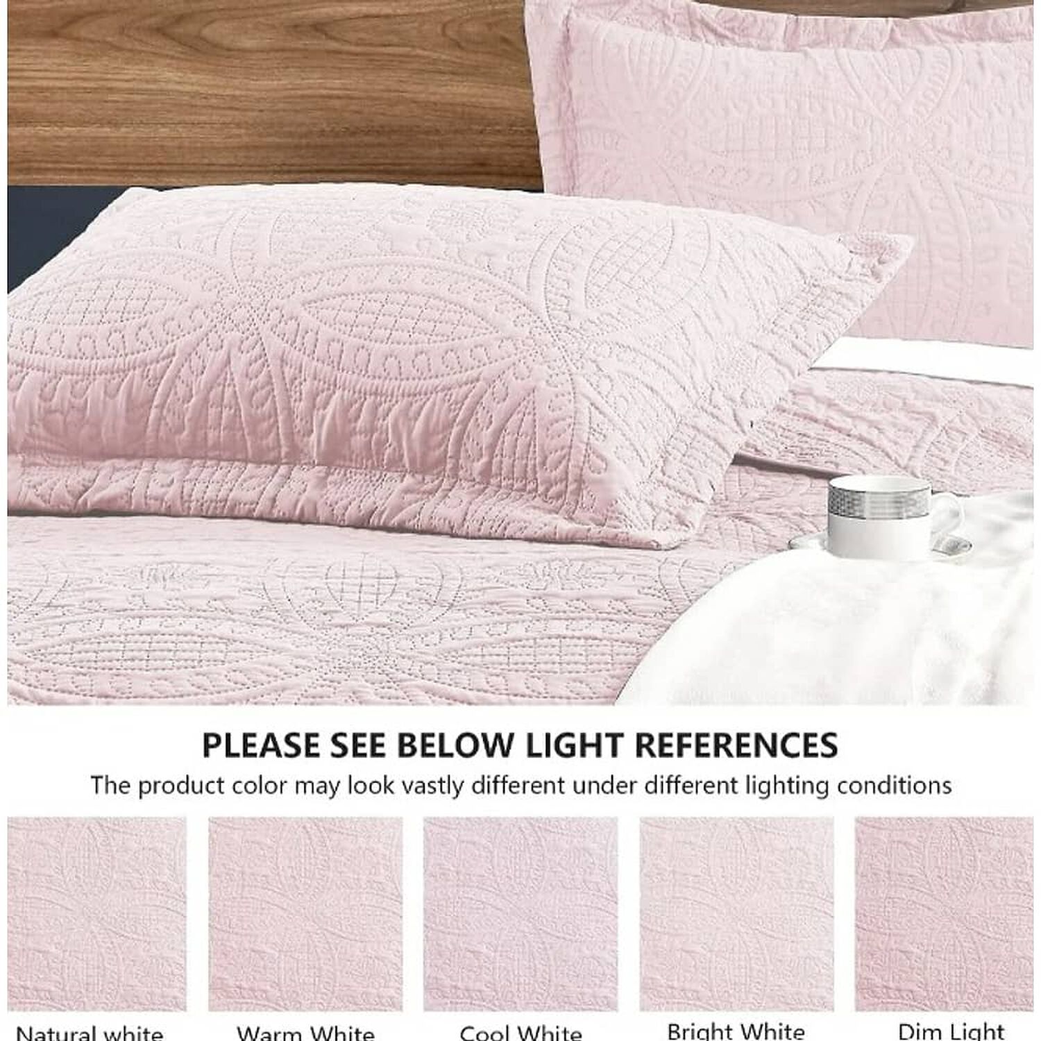 Cubrecama Quilt Reversible 264x228cm King + 2 Funda Almohada Rosa Blanco image number 2.0