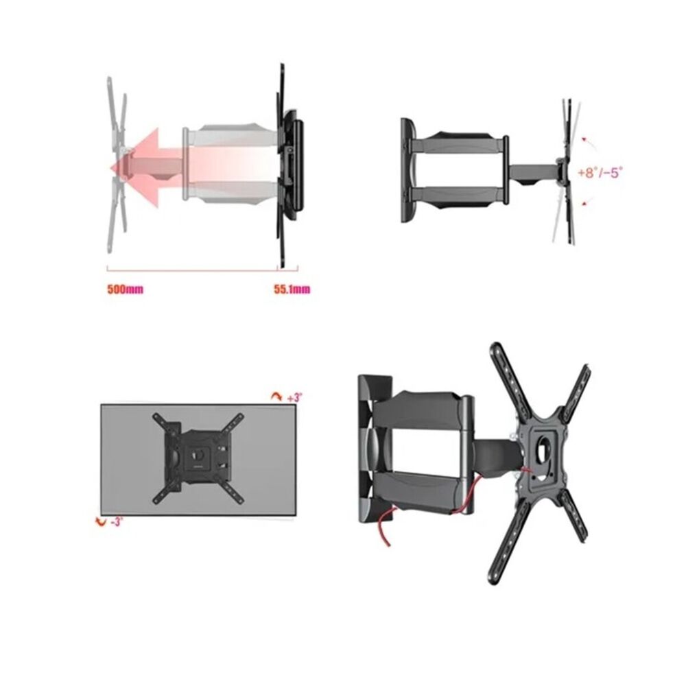 Base Soporte Tv Pared 3 Brazos Ajustable 32 A 55 Pulgadas image number 8.0