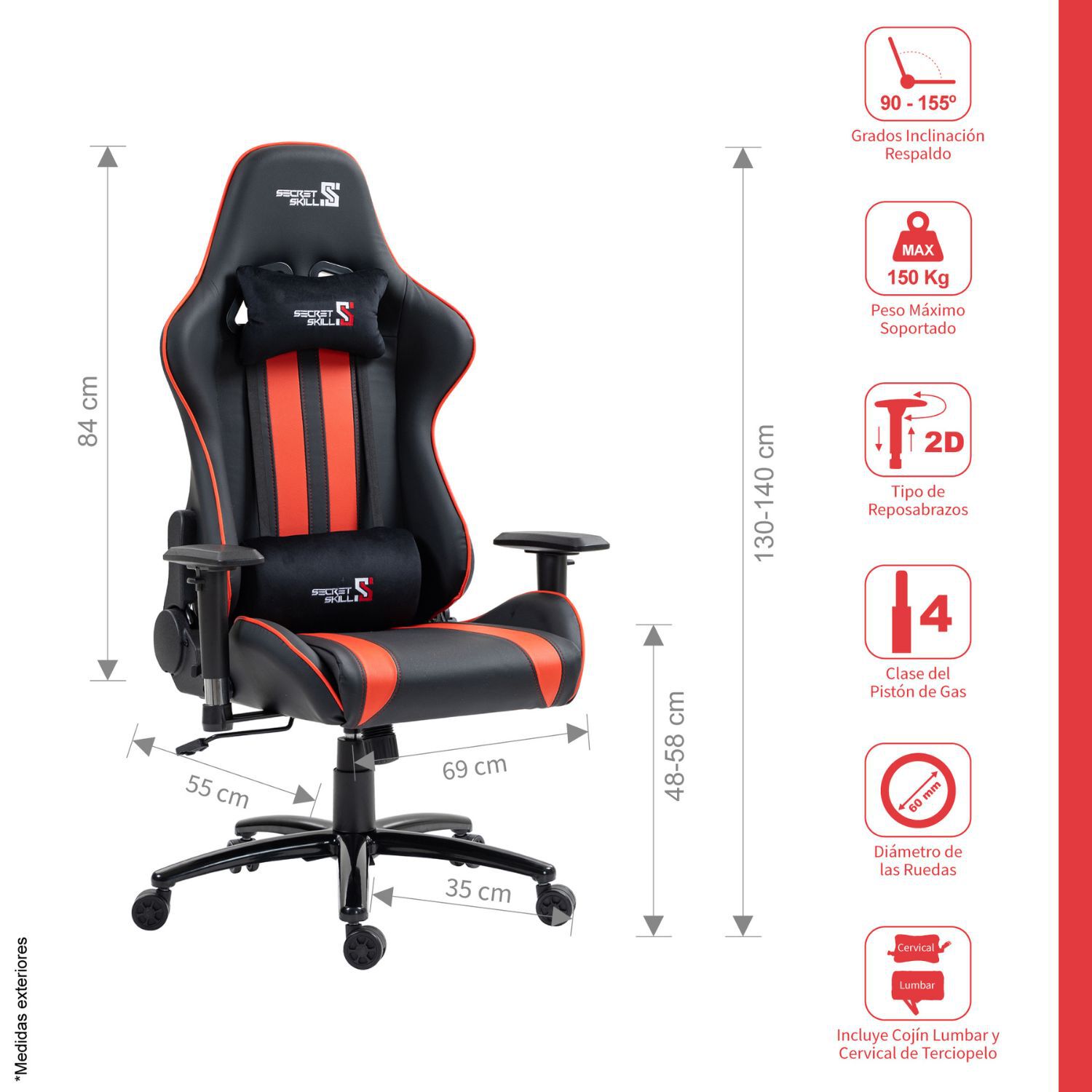 Silla Gamer Runner Negro/rojo image number 1.0