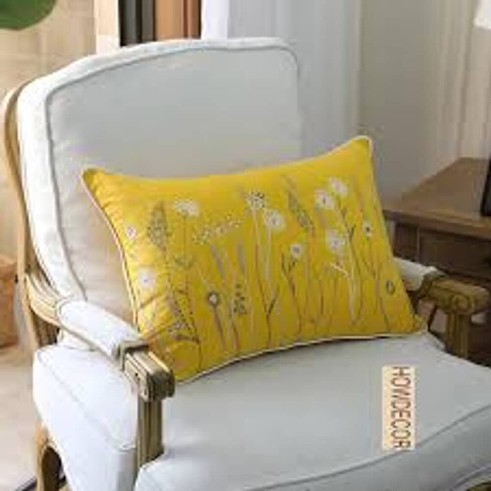 Set De 2 Cojines Flores Bordadas Punto - Amarillo image number 2.0