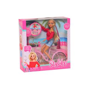 Mu&ntilde;eca Fashion 31 Cm Con Bicicleta Happyline