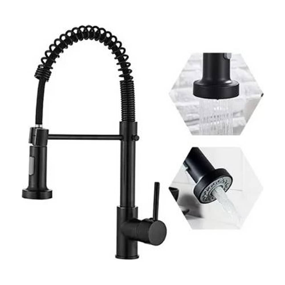 Grifo Llave Alta Monomando Cocina Rociador Flexible Negro image number 0.0