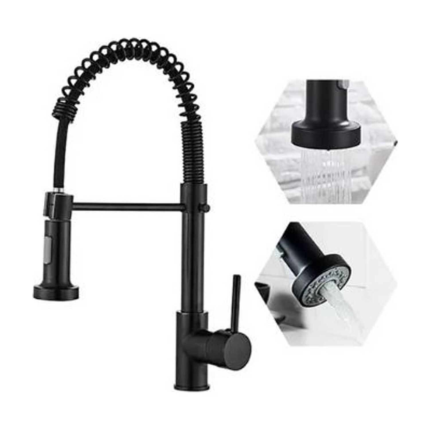 Grifo Llave Alta Monomando Cocina Rociador Flexible Negro image number 0.0